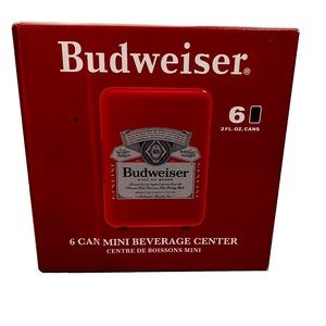 NEW BUDWEISER PORTABLE RED 6-CAN MINI REFRIGERATOR